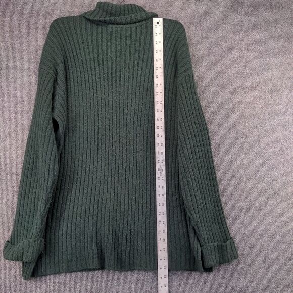 Express Tricot Turtleneck Sweater Womens Size L Green Ribbed Pullover - Picture 4 of 11